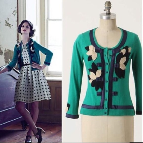 Anthropologie Sweaters - Anthropologie Field Flower Green Cardigan NWT